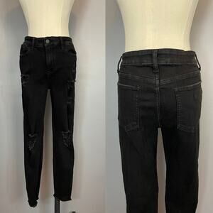 Guess Consciously Constructed Black Distressed Stretch Skinny Jeans Midrise 10
